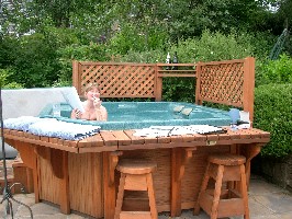 Tracey in the hot tub